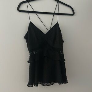 Black lace Likely tank going out top mixed materials see through stripe small